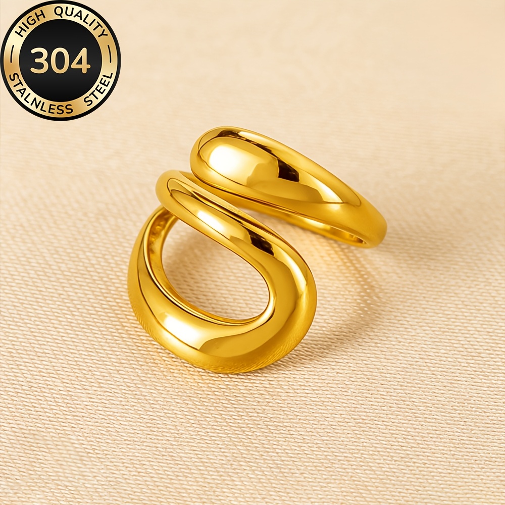 Women's Hypoallergenic Golden Open Ring, Elegant Design